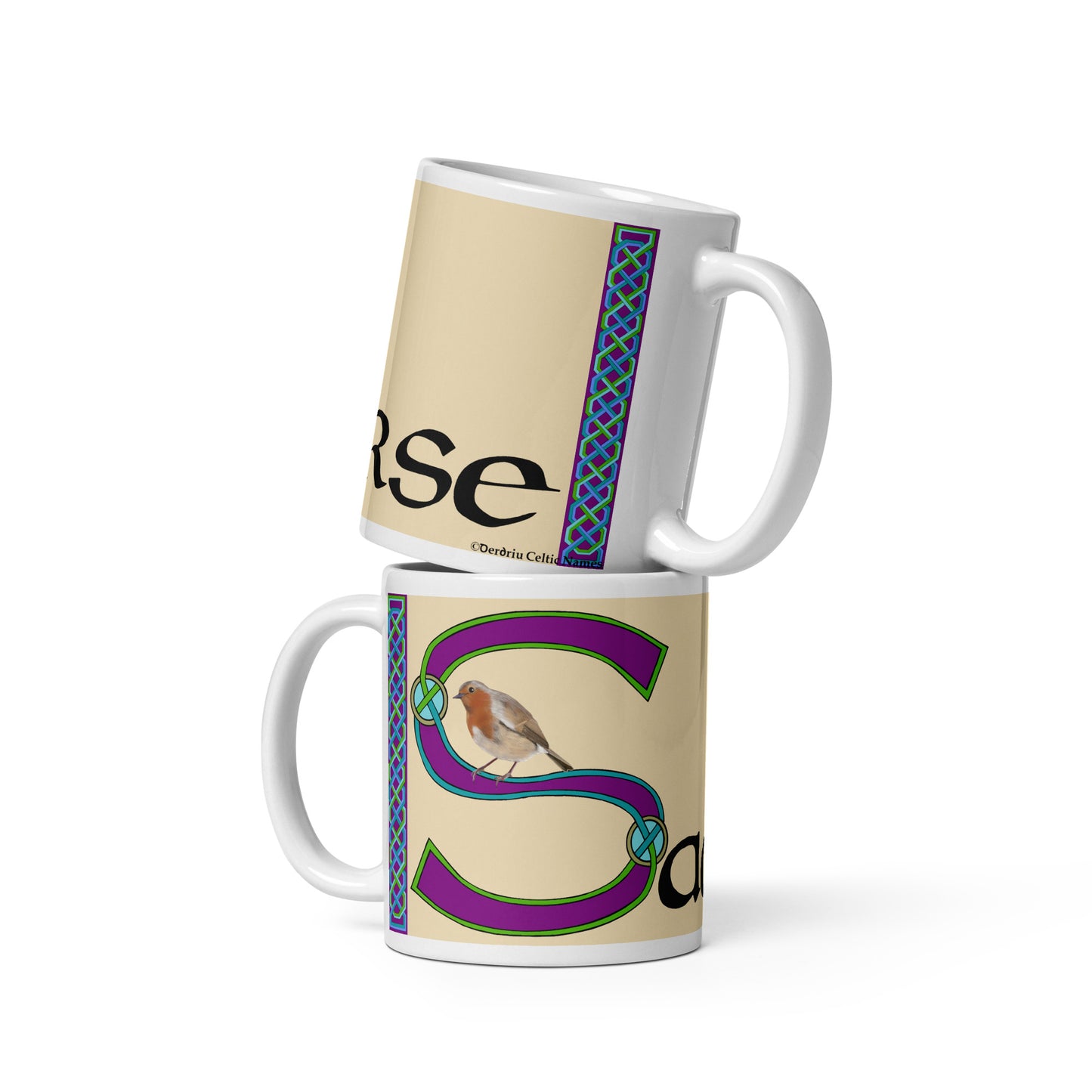 Saoirse (Frances) - Personalized white glossy mug with Irish name Saoirse (Free Shipping)
