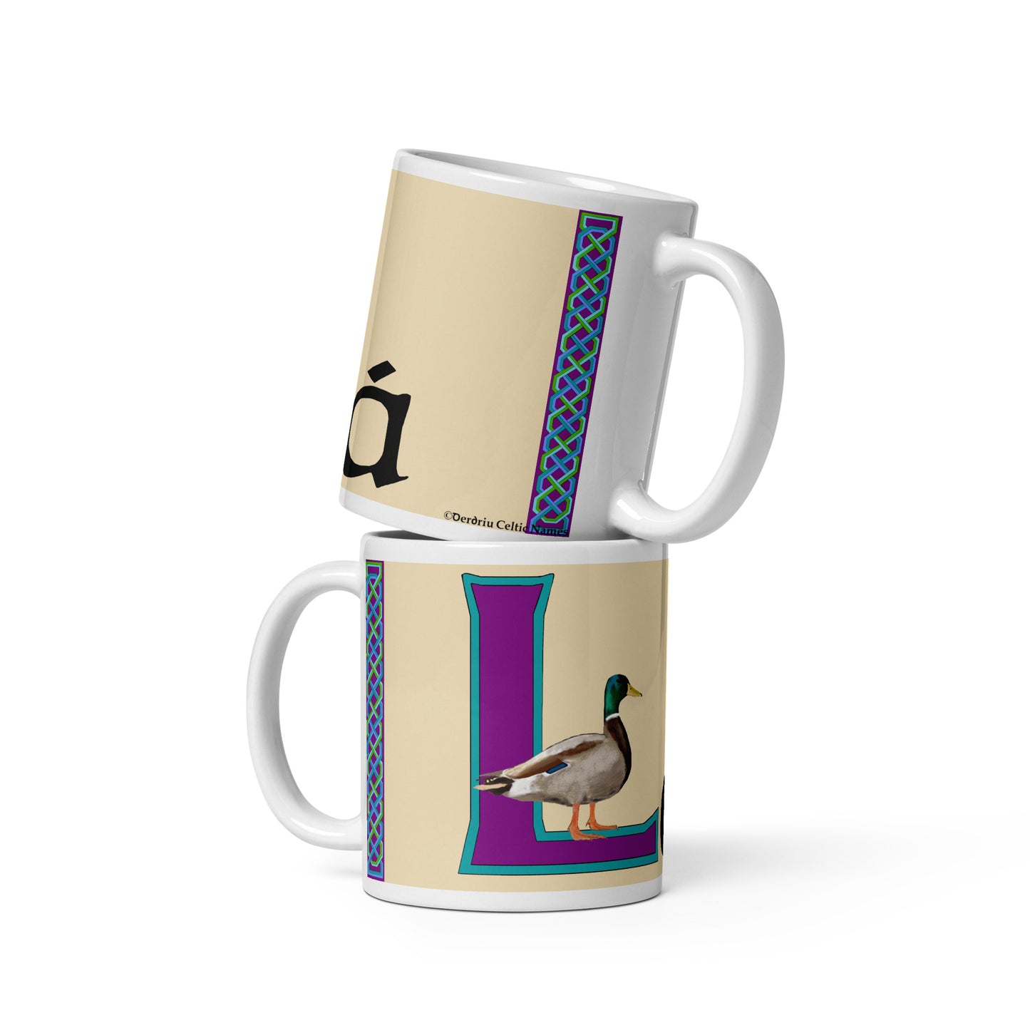 Léá (Leah) - Personalized white glossy mug with Irish name Léá (Free Shipping)
