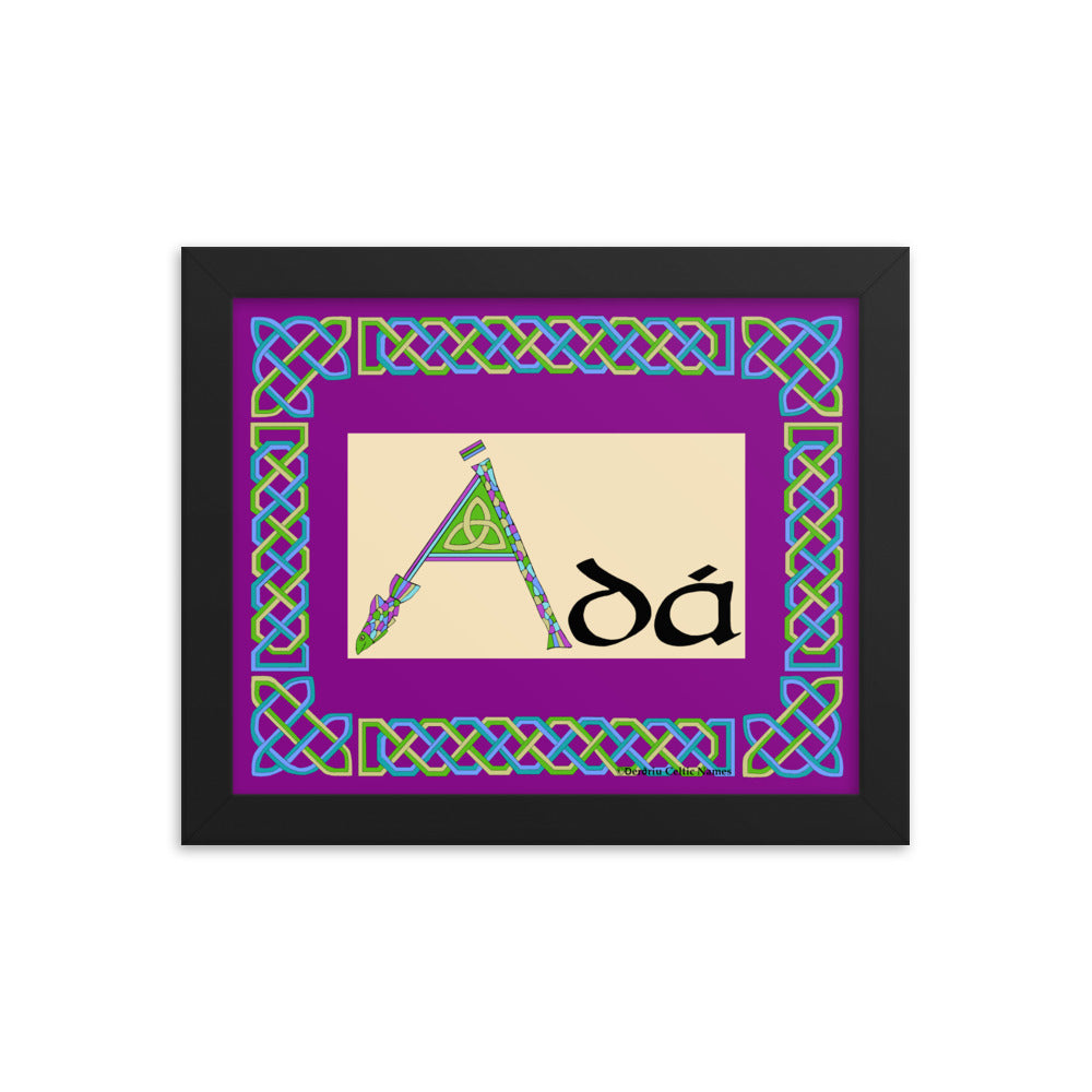 Ádá (Ada) - Personalized framed poster with Irish name Ádá