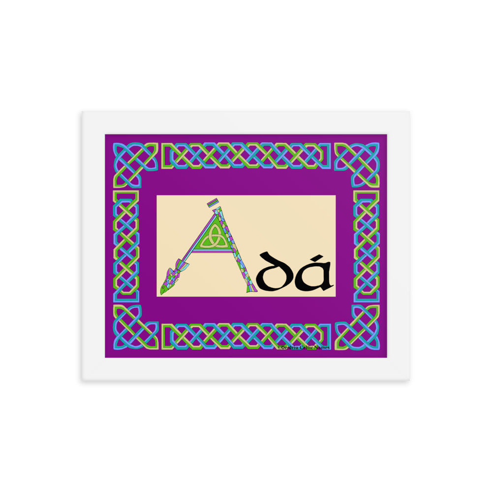 Ádá (Ada) - Personalized framed poster with Irish name Ádá
