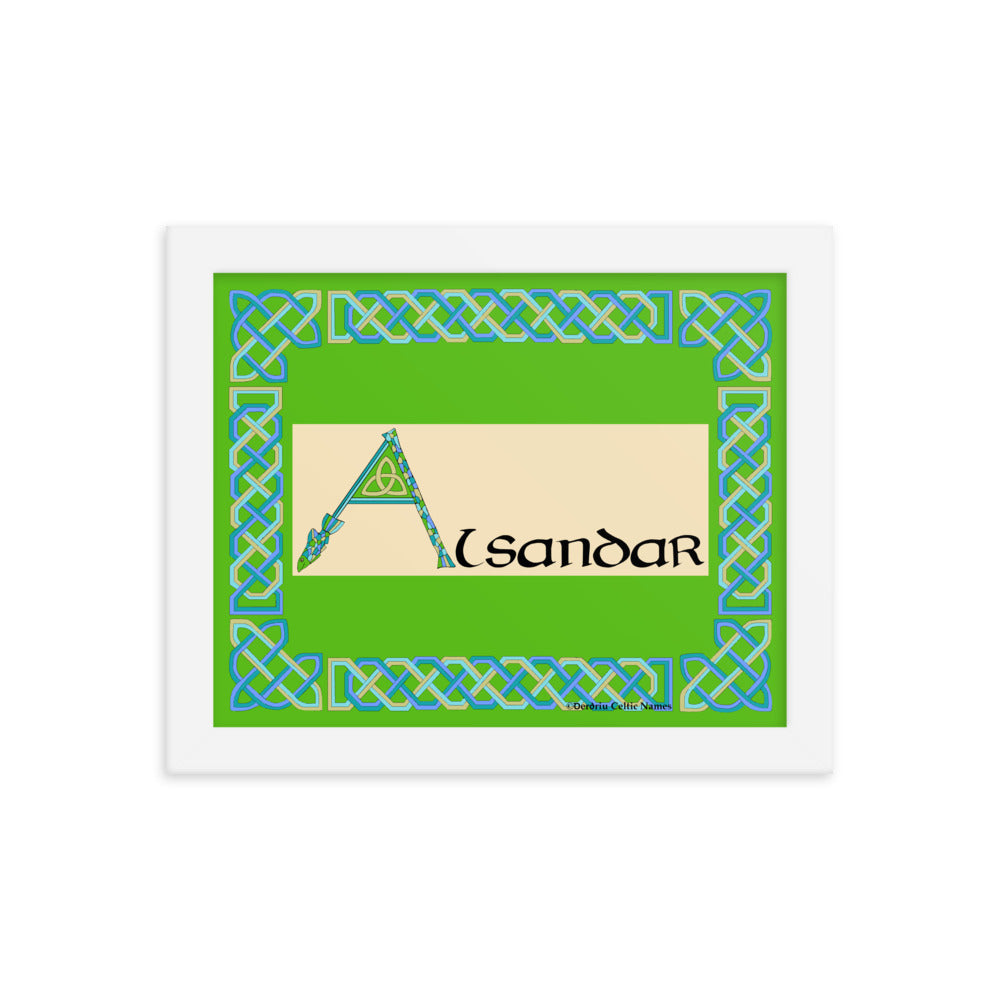 Alsandar (Alexander) - Personalized framed poster with Irish name Alsandar
