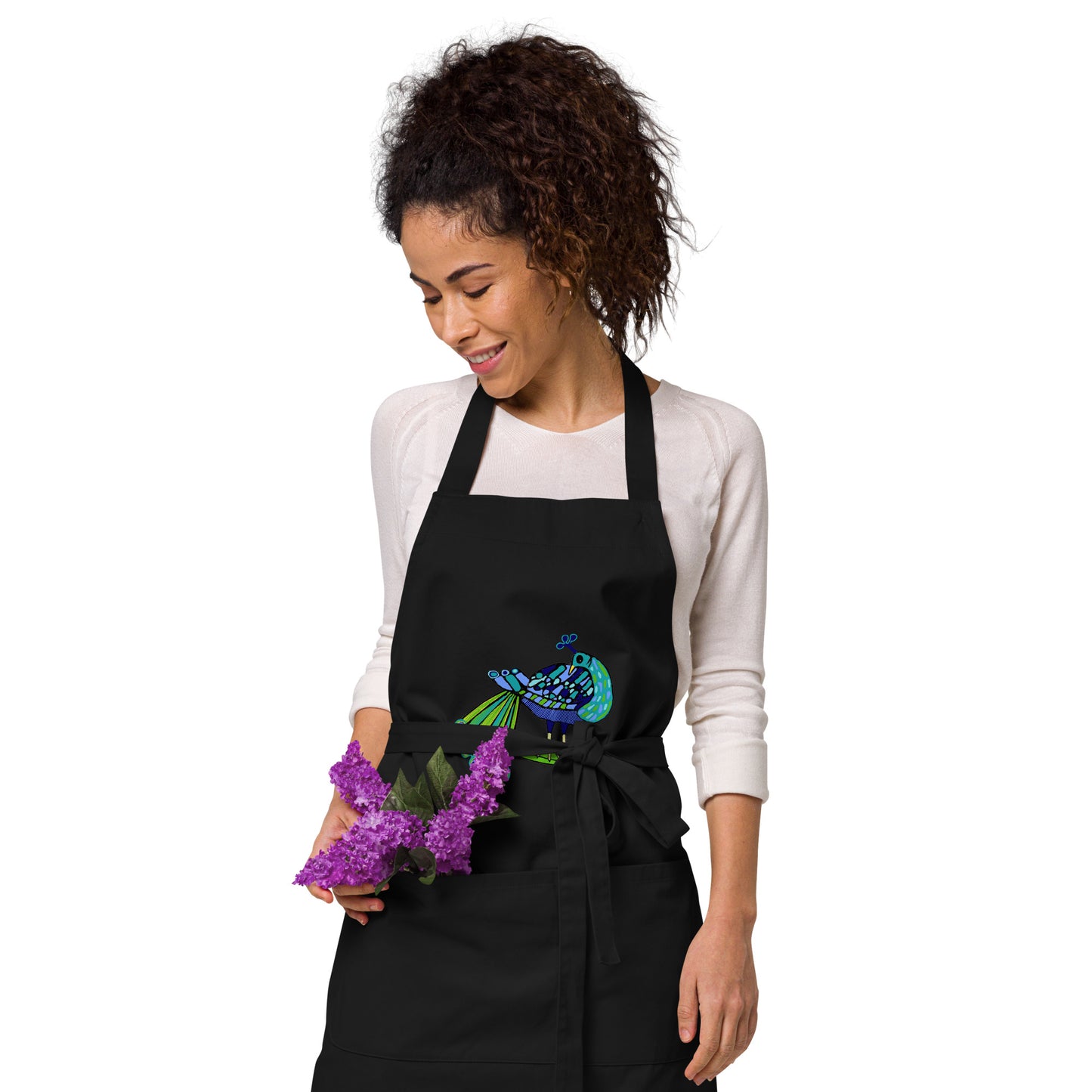 Celtic Peacock Design Organic cotton apron (Free Shipping)