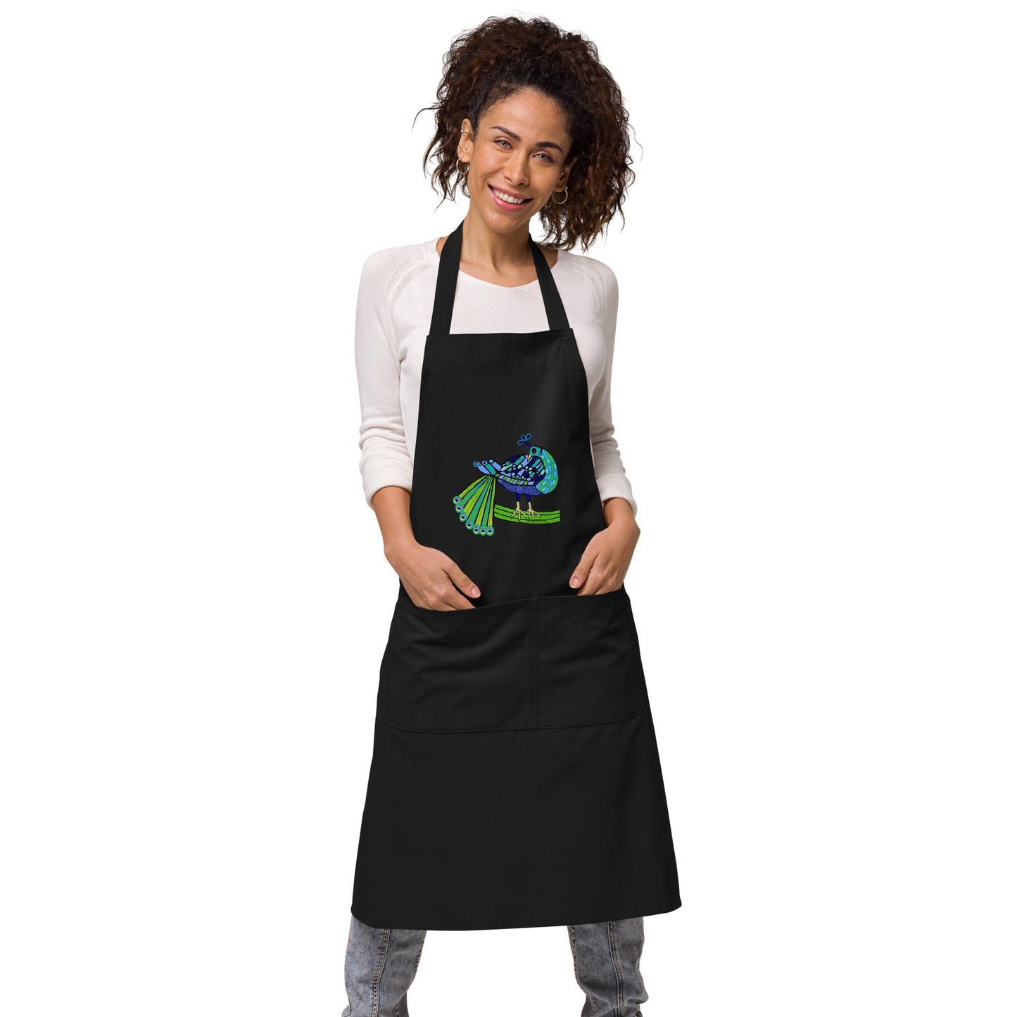 Celtic Peacock Design Organic cotton apron (Free Shipping)