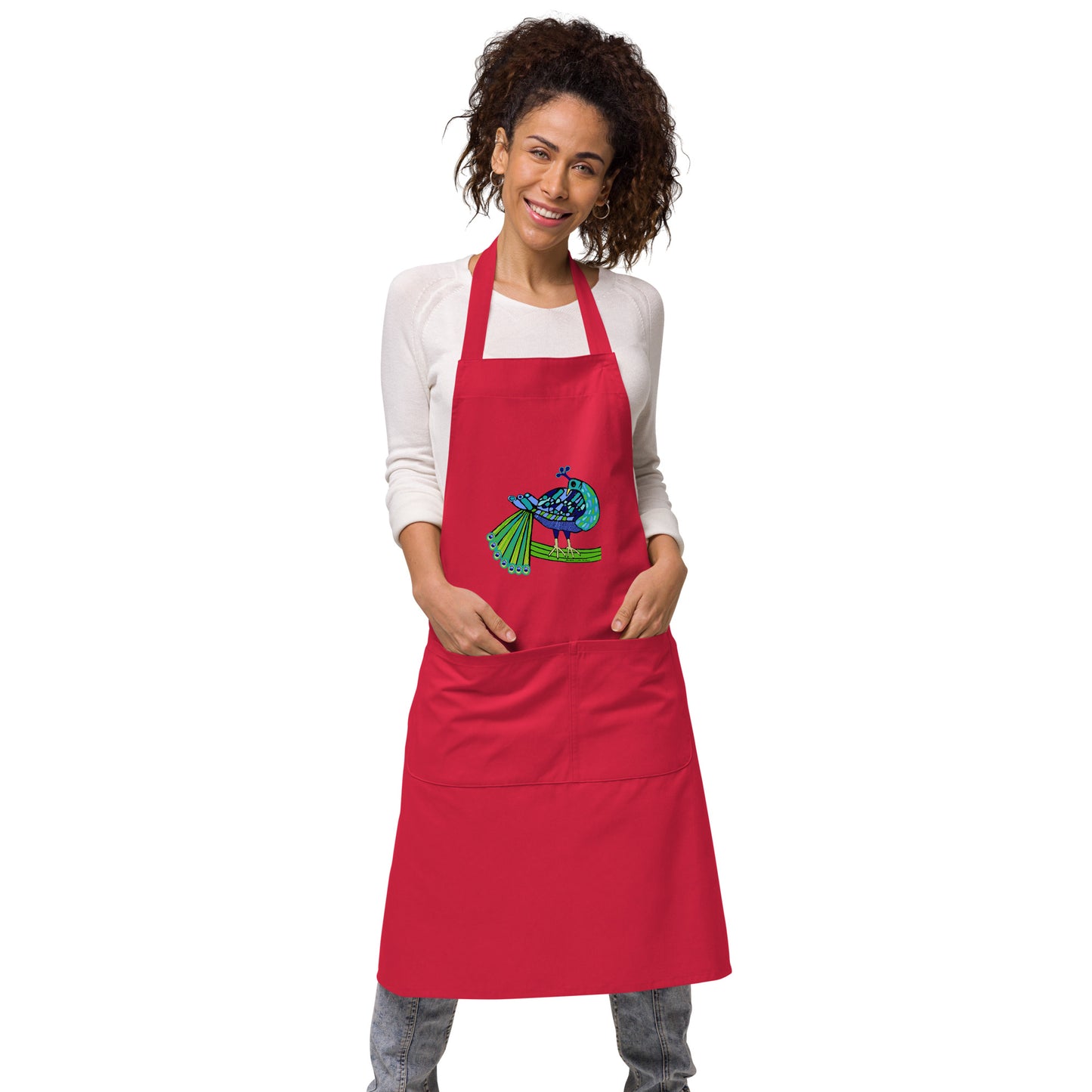 Celtic Peacock Design Organic cotton apron (Free Shipping)