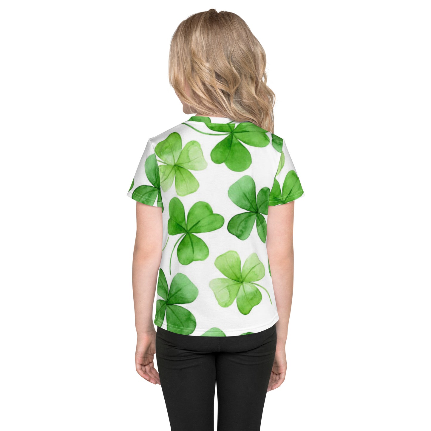 St Patrick's Day All-over Print Shamrock Kids Crew Neck T-shirt