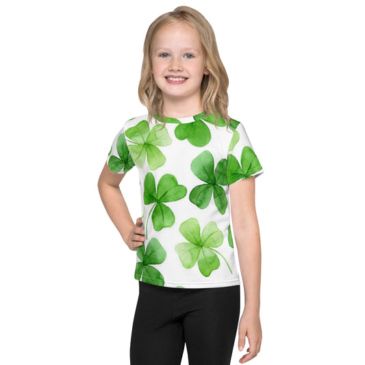 St Patrick's Day All-over Print Shamrock Kids Crew Neck T-shirt