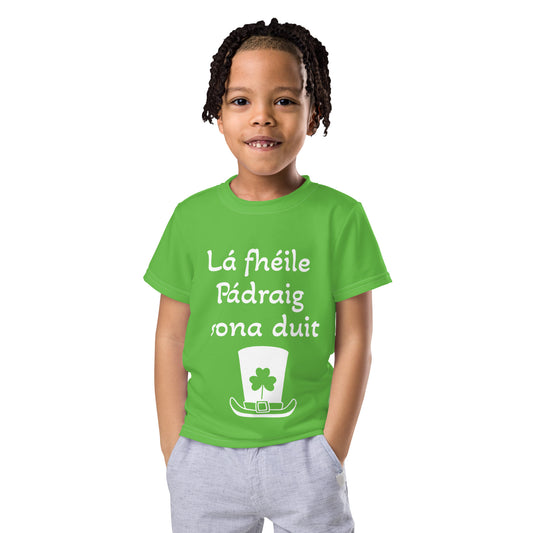Lá Fhéile Pádraig sona duit (Happy St Patrick's Day) Irish Language Kids Crew Neck T-shirt (Free Shipping)