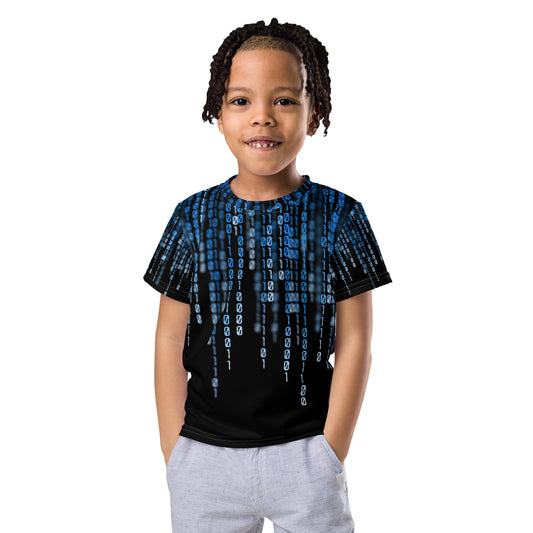 Kids Crew Neck T-shirt with Matrix Design