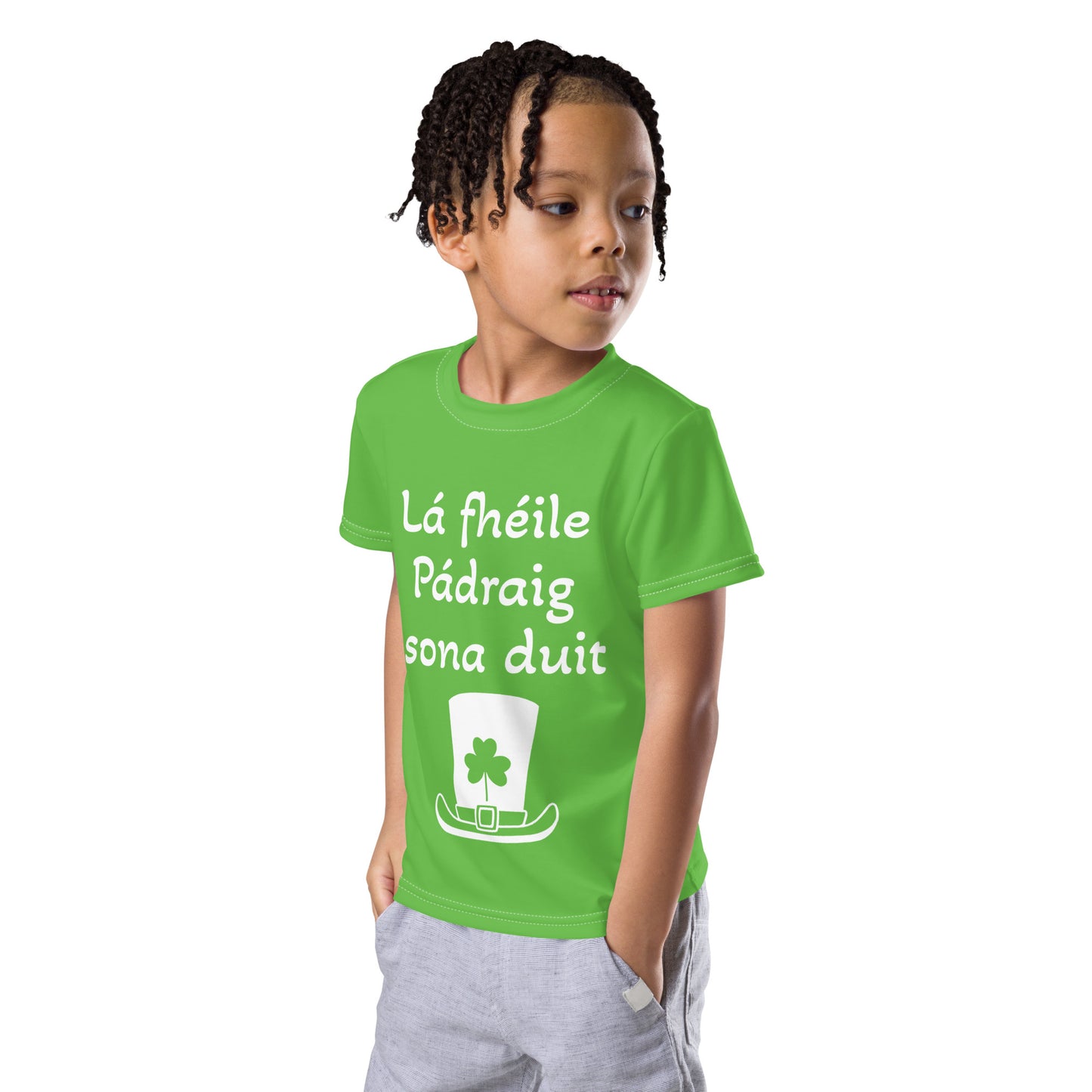 Lá Fhéile Pádraig sona duit (Happy St Patrick's Day) Irish Language Kids Crew Neck T-shirt (Free Shipping)