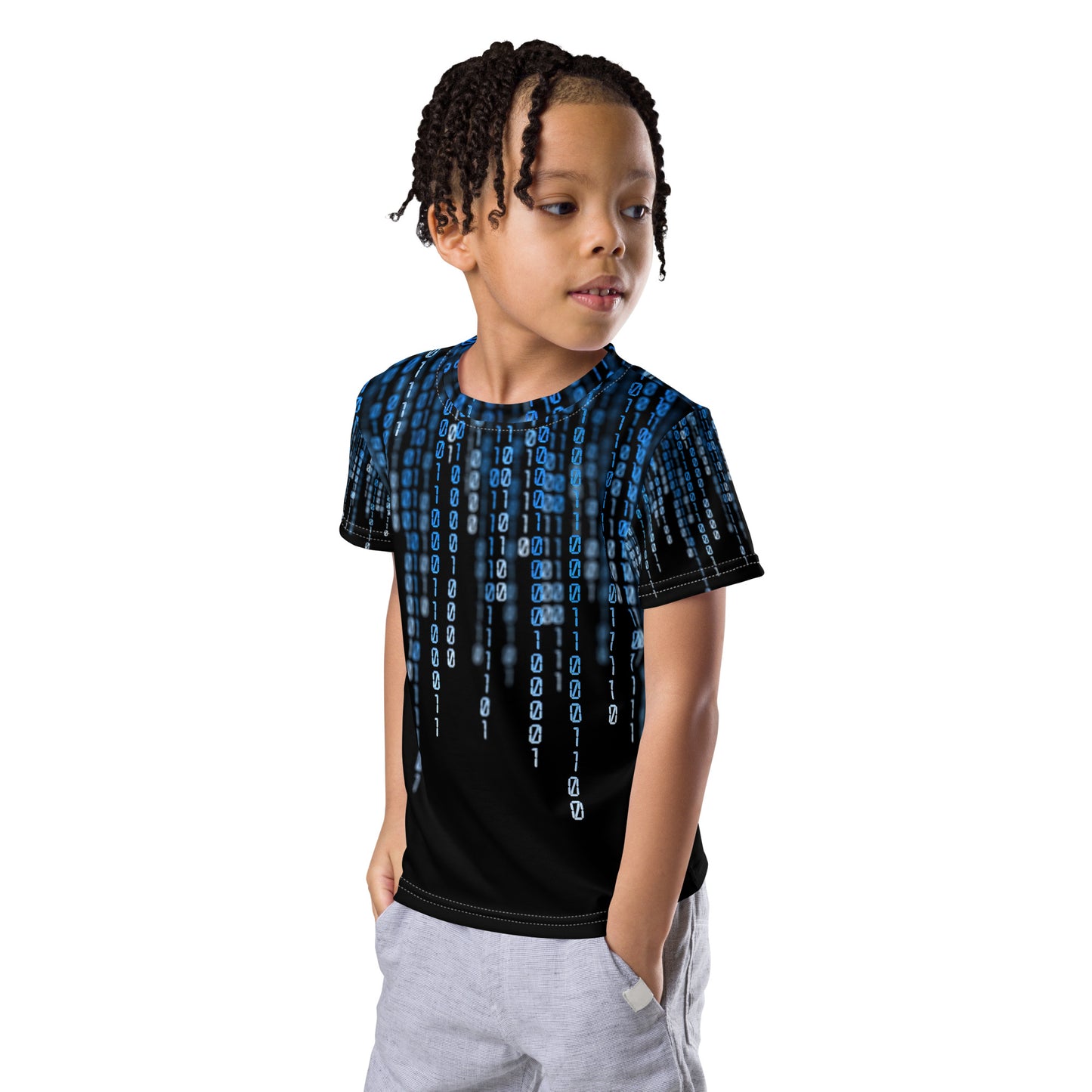 Kids Crew Neck T-shirt with Matrix Design