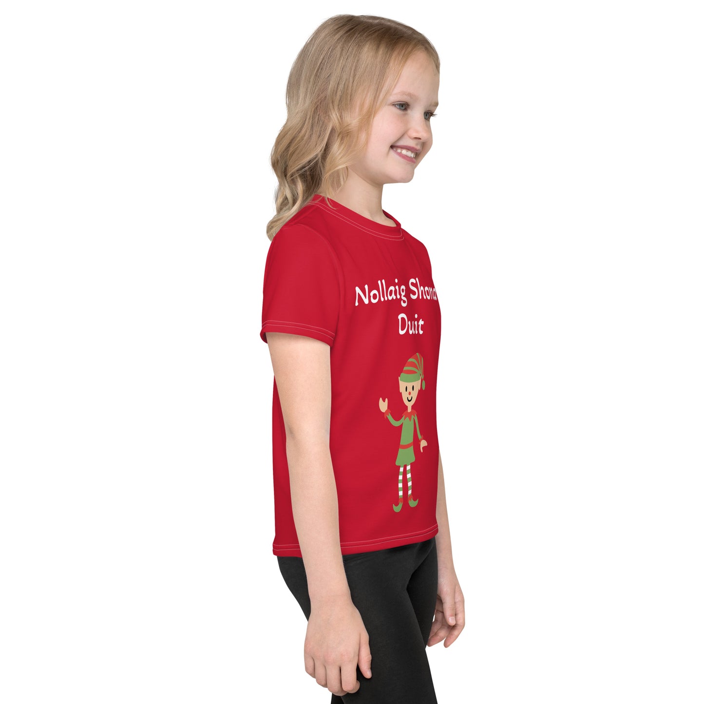 Nollaig Shona Duit (Happy Christmas to you) Irish Language Elf Kids Crew Neck T-shirt