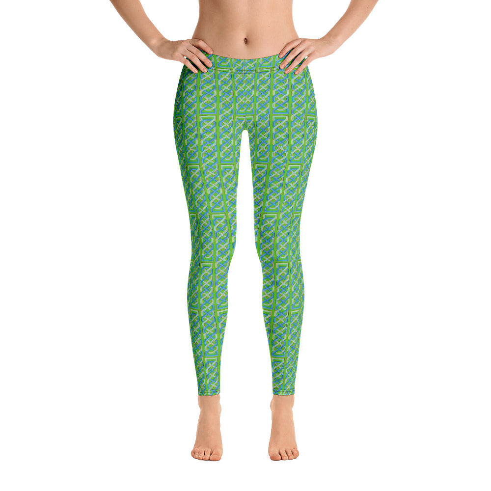 Celtic Knot-work Women's Workout Leggings (Blue-Green)