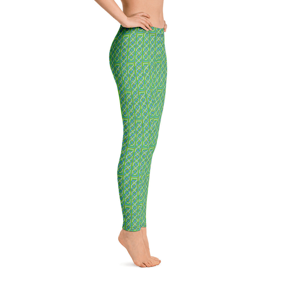 Celtic Knot-work Women's Workout Leggings (Blue-Green)