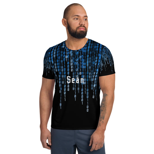Seán (John) - Personalized Men's Athletic Matrix Design T-shirt with Irish Name Seán