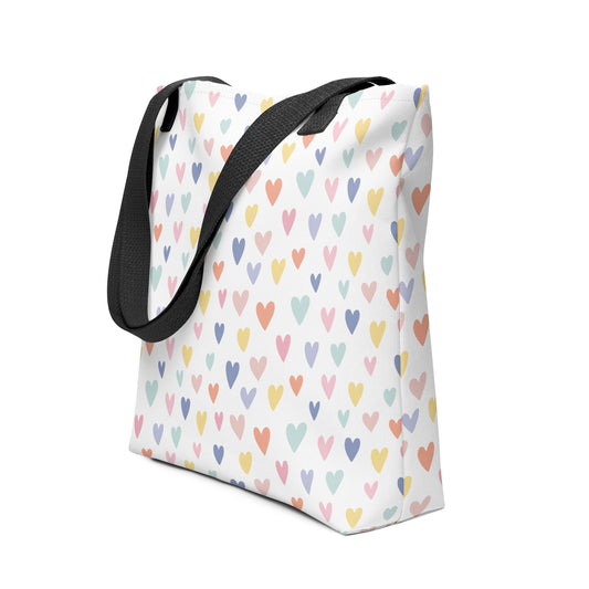 Pastel Colors Love Heart Tote Bag
