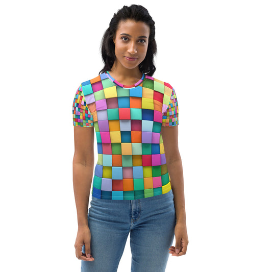 Women's T-shirt Colored Squares Design