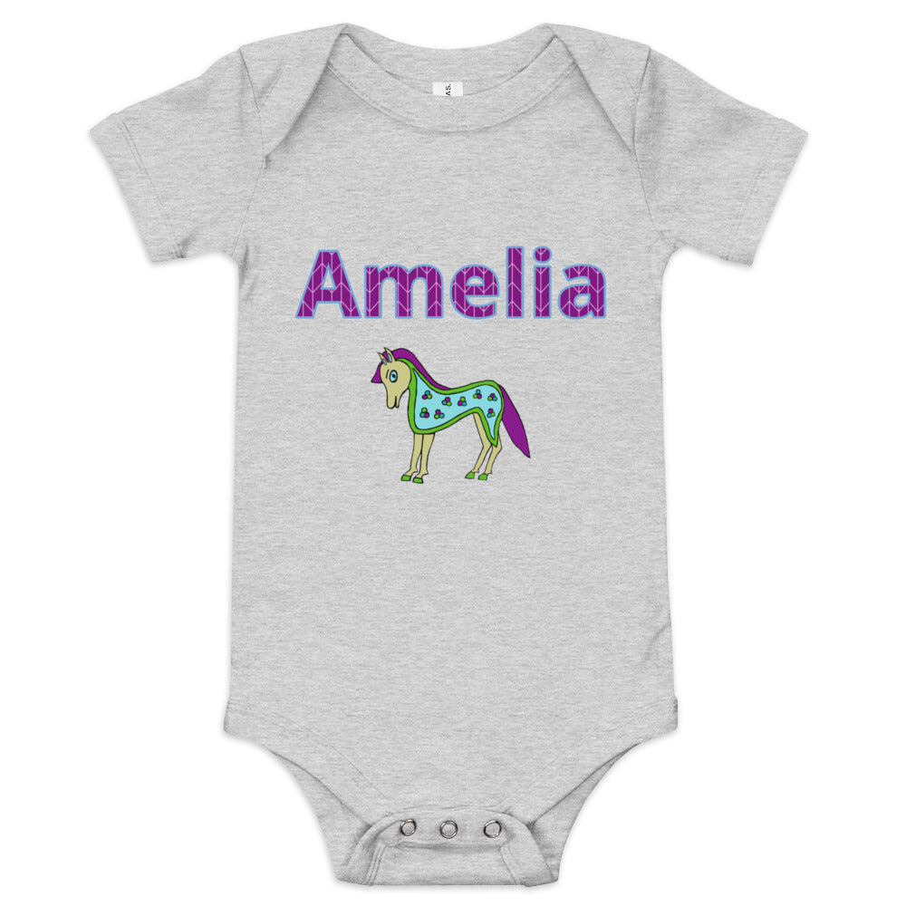 Amelia Personalized Baby short sleeve one piece