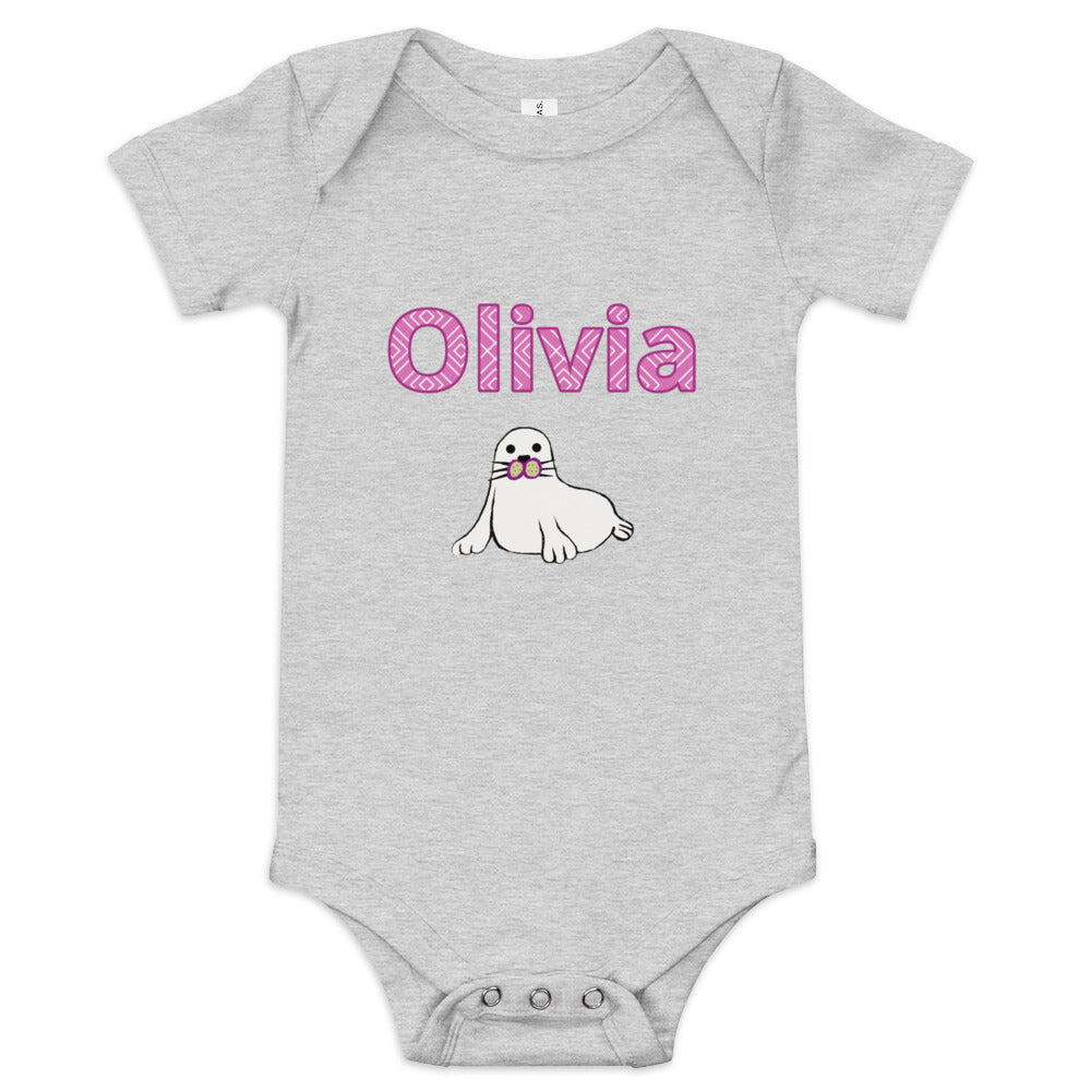 Olivia Personalized Baby short sleeve one piece