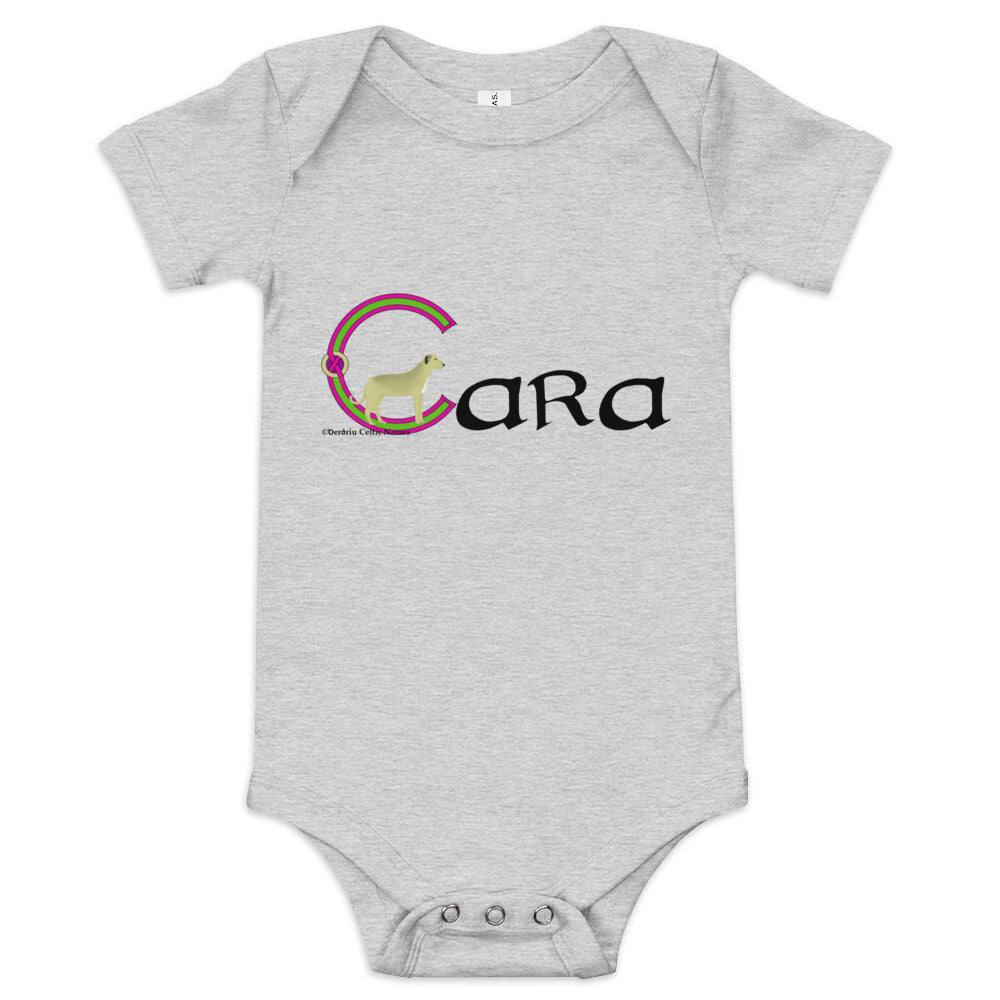 Cara (Kara) - Personalized baby short sleeve one piece with Irish name Cara