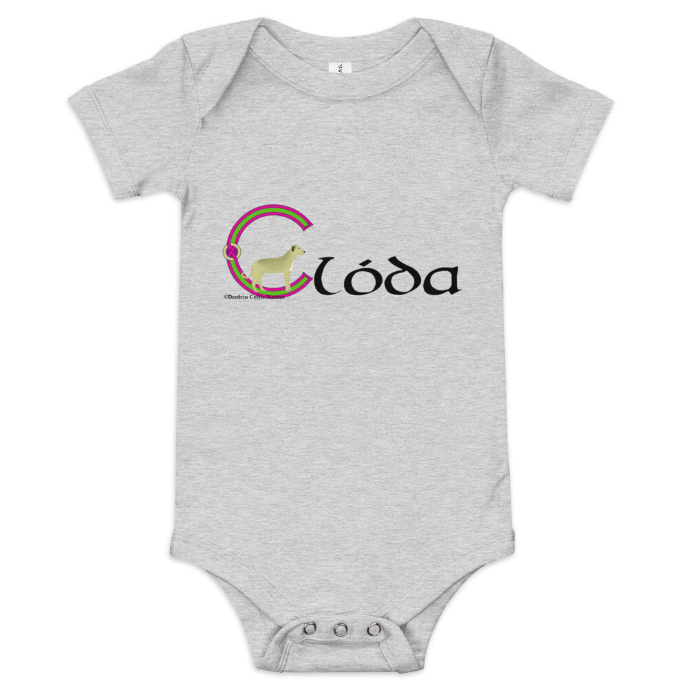 Clóda (Clodagh) - Personalized baby short sleeve one piece with Irish name Clóda