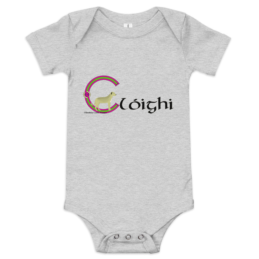 Clóighi (Chloe) - Personalized baby short sleeve one piece with Irish name Clóighi