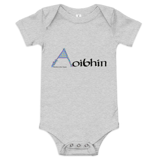 Aoibhín (Aiveen) - Personalized baby short sleeve one piece with Irish name Aoibhín