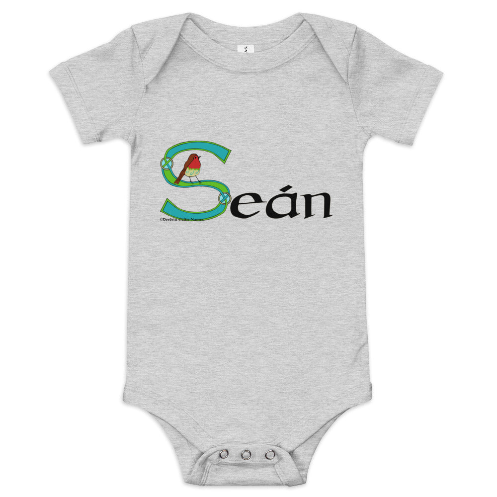 Seán (John) - Personalized baby short sleeve one piece with Irish name Seán