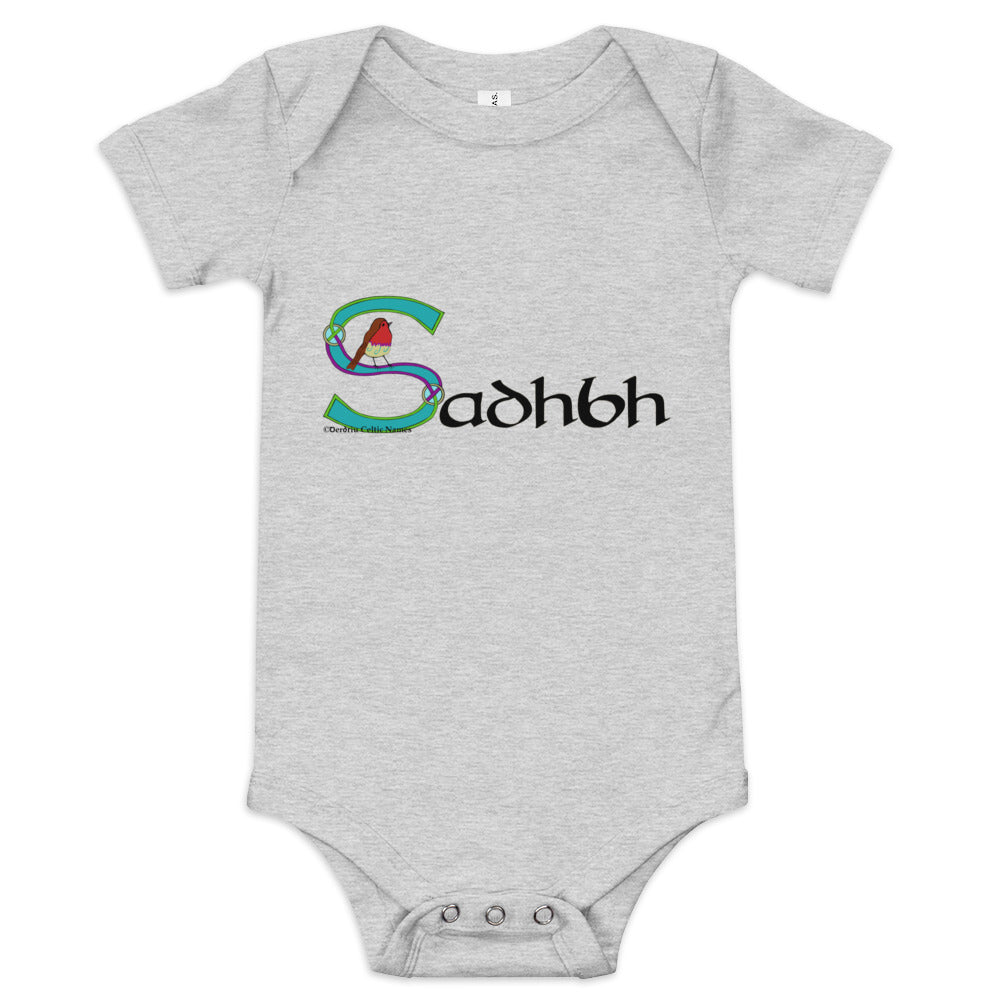 Sadhbh (Sophia) - Personalized baby short sleeve one piece with Irish name Sadhbh