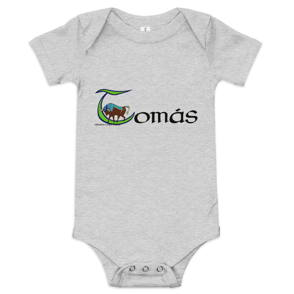 Tomás (Thomas) - Personalized baby short sleeve one piece with Irish name Tomás