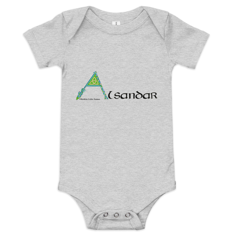 Alsandar (Alexander)  - Personalized baby short sleeve one piece with Irish name Alsandar