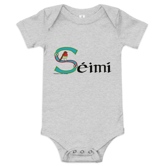 Séimí (Jamie) - Personalized baby short sleeve one piece with Irish name Séimí