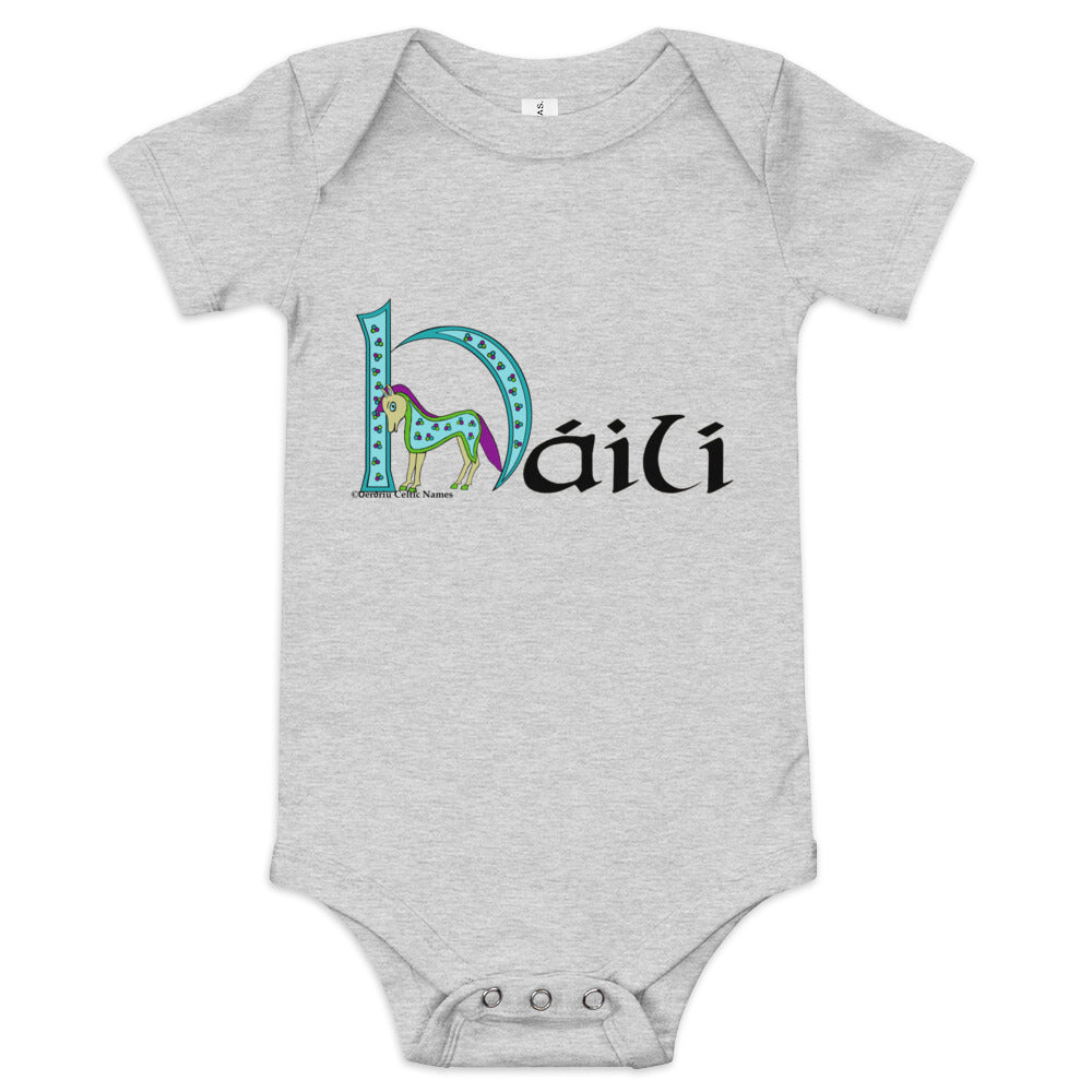 Háilí (Holly) - Personalized baby short sleeve one piece with Irish name Háilí