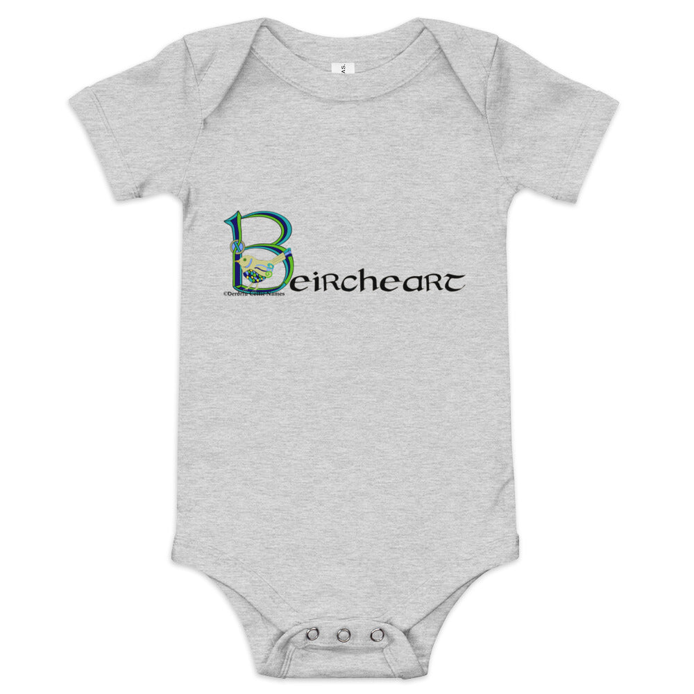 Beircheart (Benjamin) - Personalized baby short sleeve one piece with Irish name Beircheart