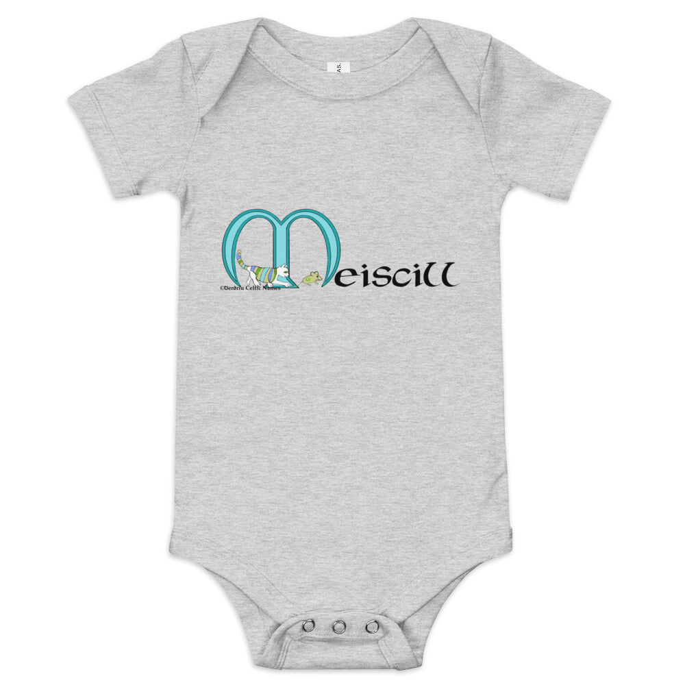 Meiscill (Max) - Personalized baby short sleeve one piece with Irish name Meiscill