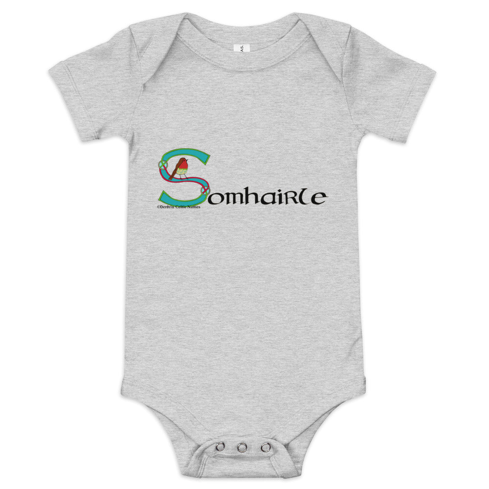 Somhairle (Samuel) - Personalized baby short sleeve one piece with Irish name Somhairle