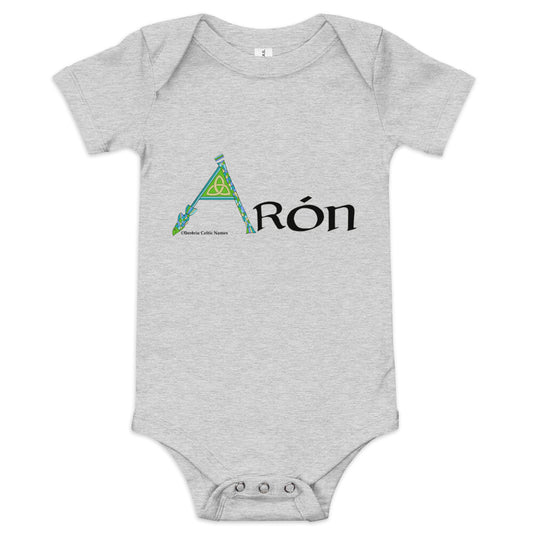 Árón (Aaron) - Personalized baby short sleeve one piece with Irish name Árón