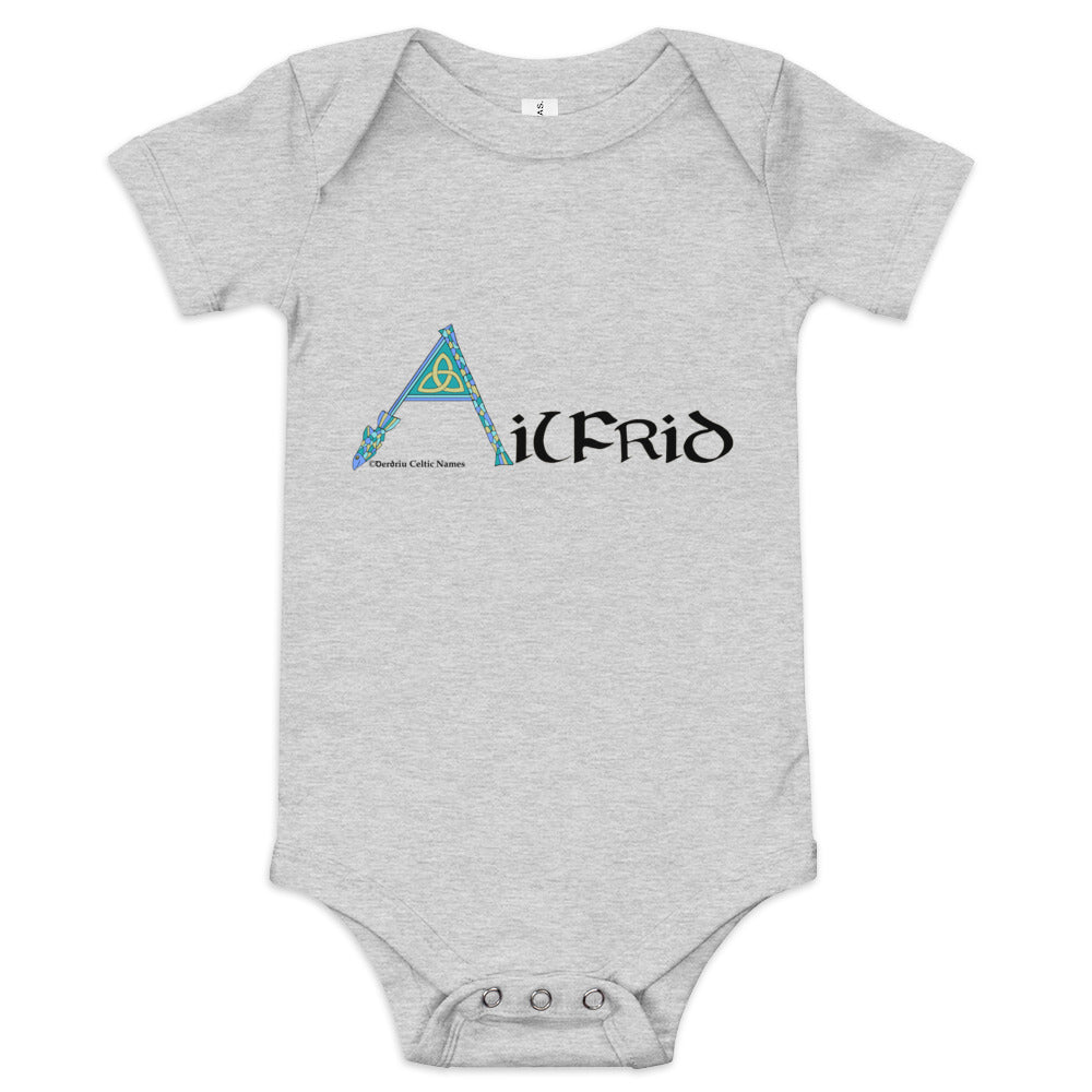 Ailfrid (Alfred) - Personalized baby short sleeve one piece with Irish name Ailfrid