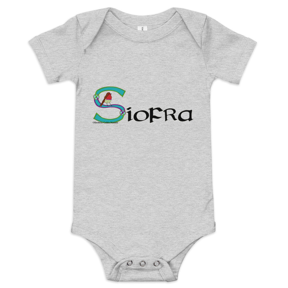 Síofra (Fay) - Personalized baby short sleeve one piece with Irish name Síofra