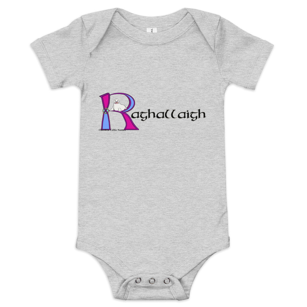 Raghallaigh (Riley) - Personalized baby short sleeve one piece with Irish name Raghallaigh