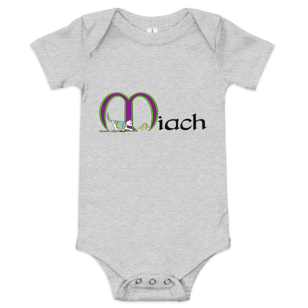 Miach (Mia) - Personalized baby short sleeve one piece with Irish name Miach