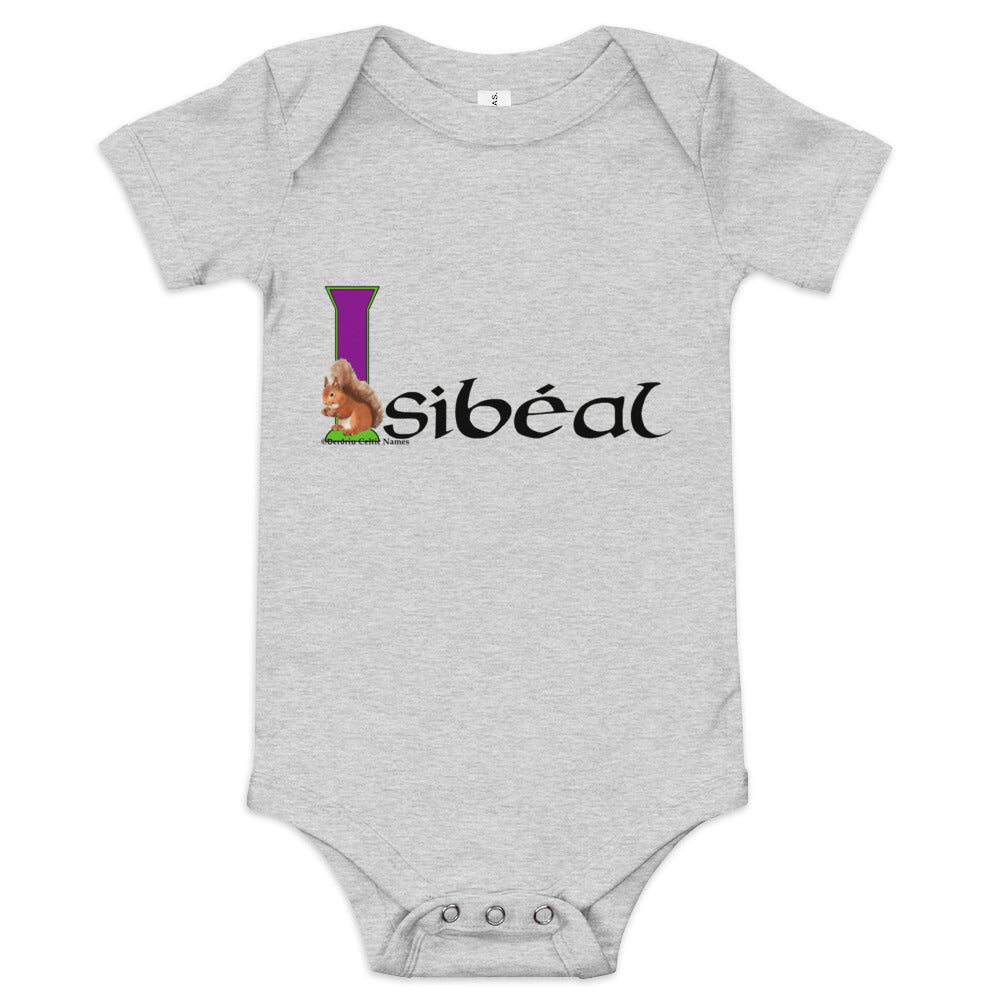 Isibéal (Isabel) - Personalized baby short sleeve one piece with Irish name Isibéal