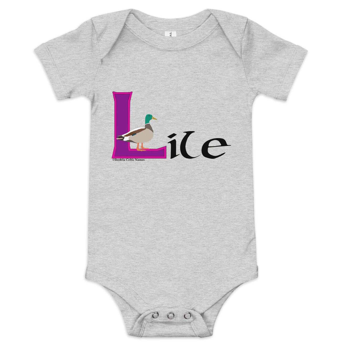 Líle (Lily) - Personalized baby short sleeve one piece with Irish name Líle