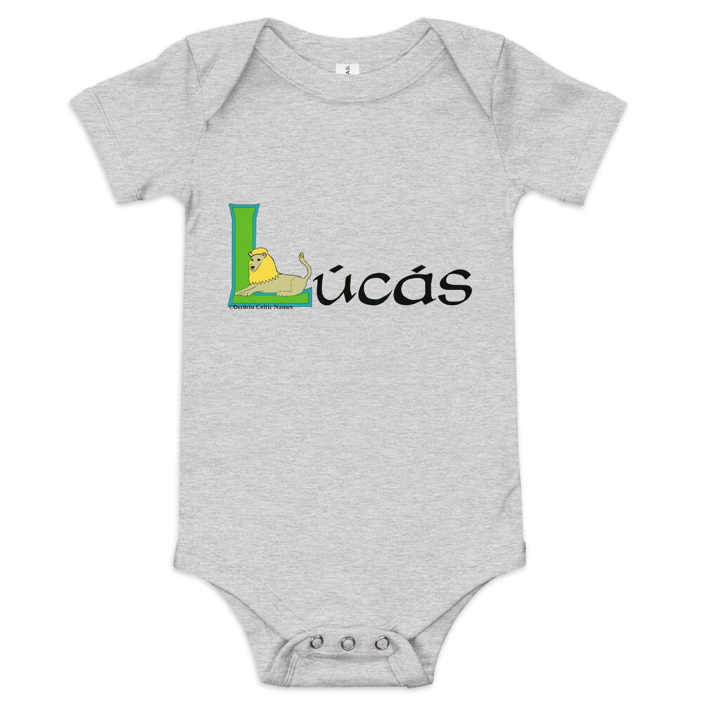 Lúcás (Luke) - Personalized baby short sleeve one piece with Irish name Lúcás