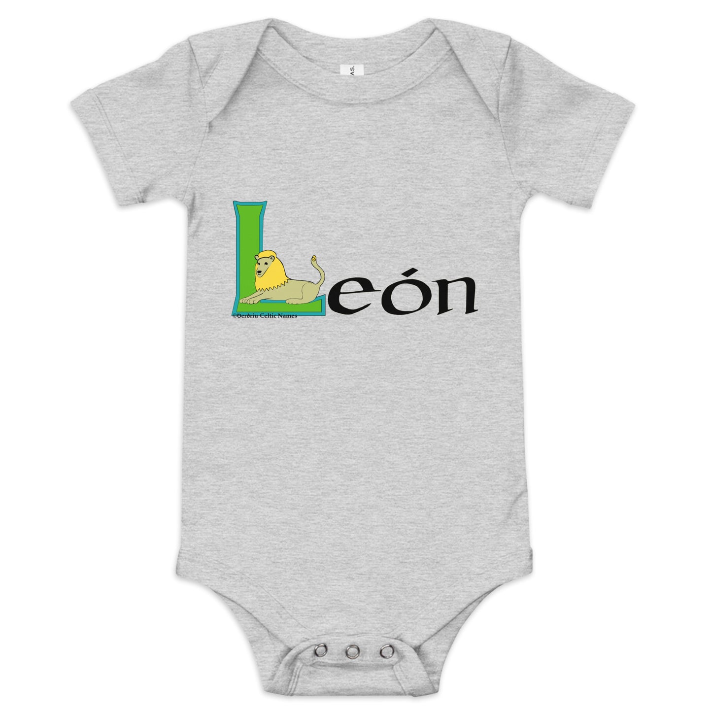 León (Leo) - Personalized baby short sleeve one piece with Irish name León