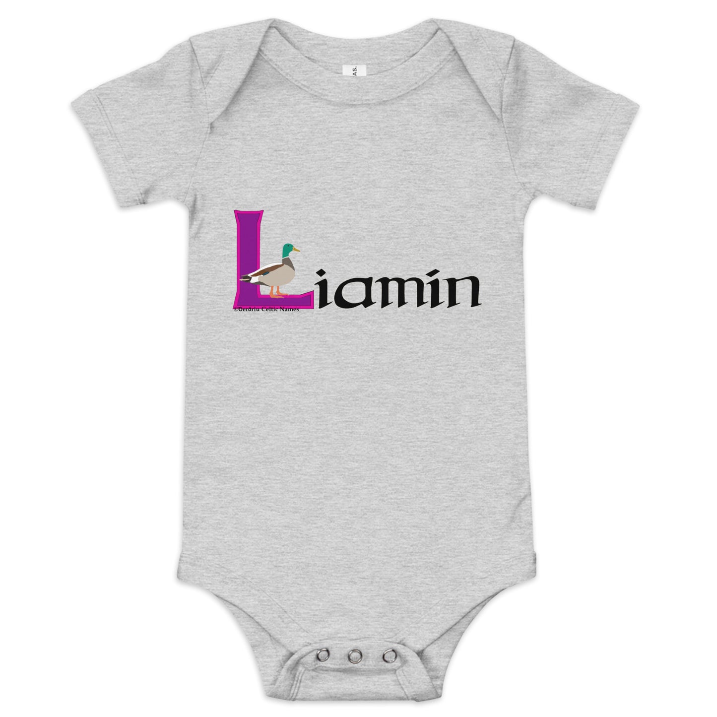 Liamín (Willow) - Personalized baby short sleeve one piece with Irish name Liamín