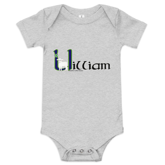 Uilliam (Liam, William) - Personalized baby short sleeve one piece with Irish name Uilliam