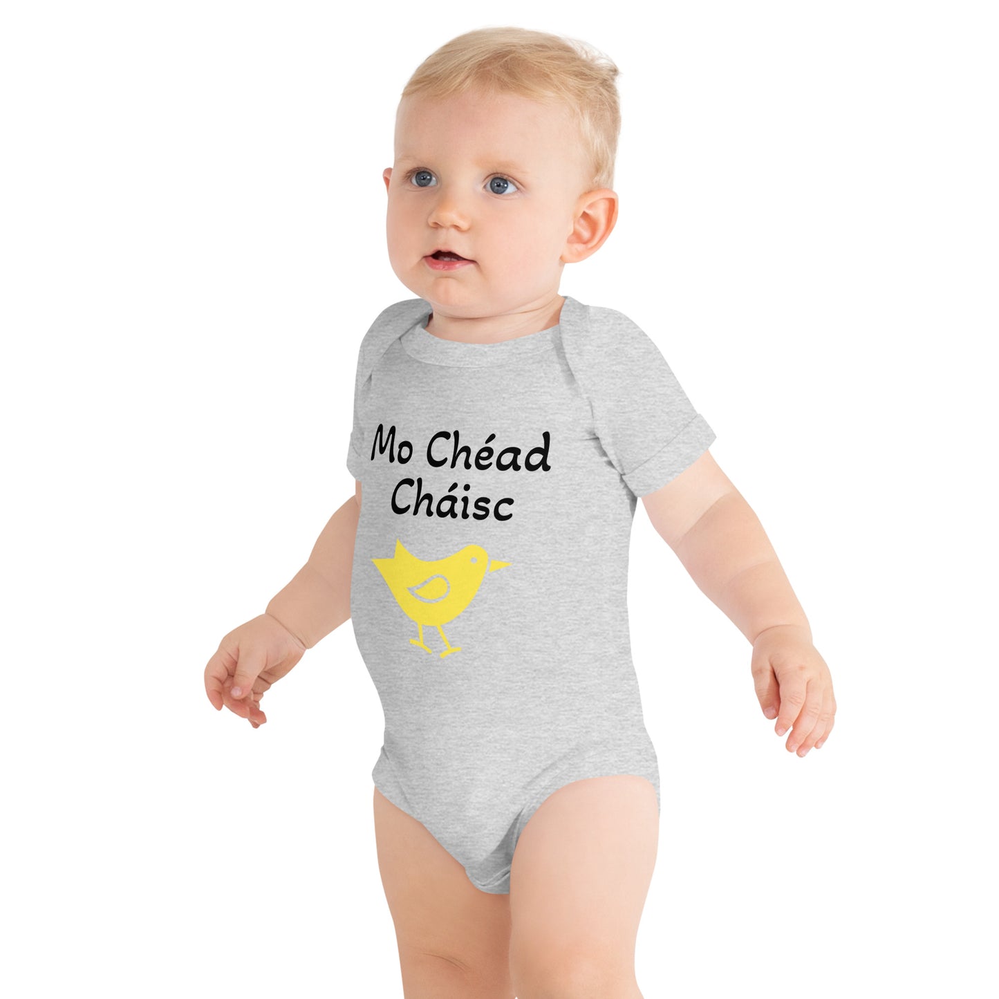 Mo Chéad Cháisc (My First Easter) - Irish Language Chick Design Baby Short Sleeve One Piece