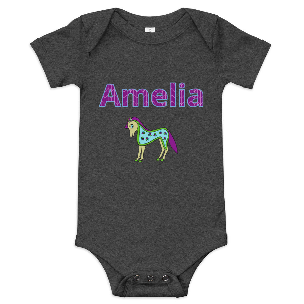 Amelia Personalized Baby short sleeve one piece