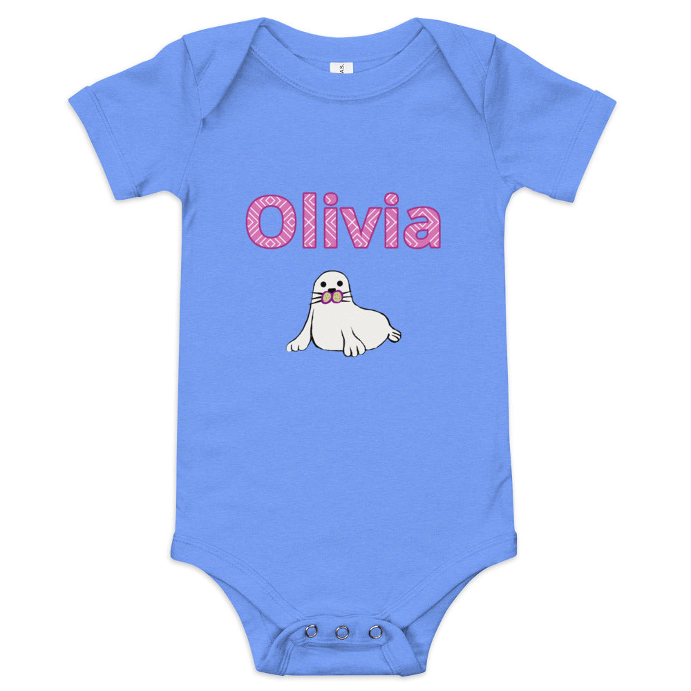 Olivia Personalized Baby short sleeve one piece