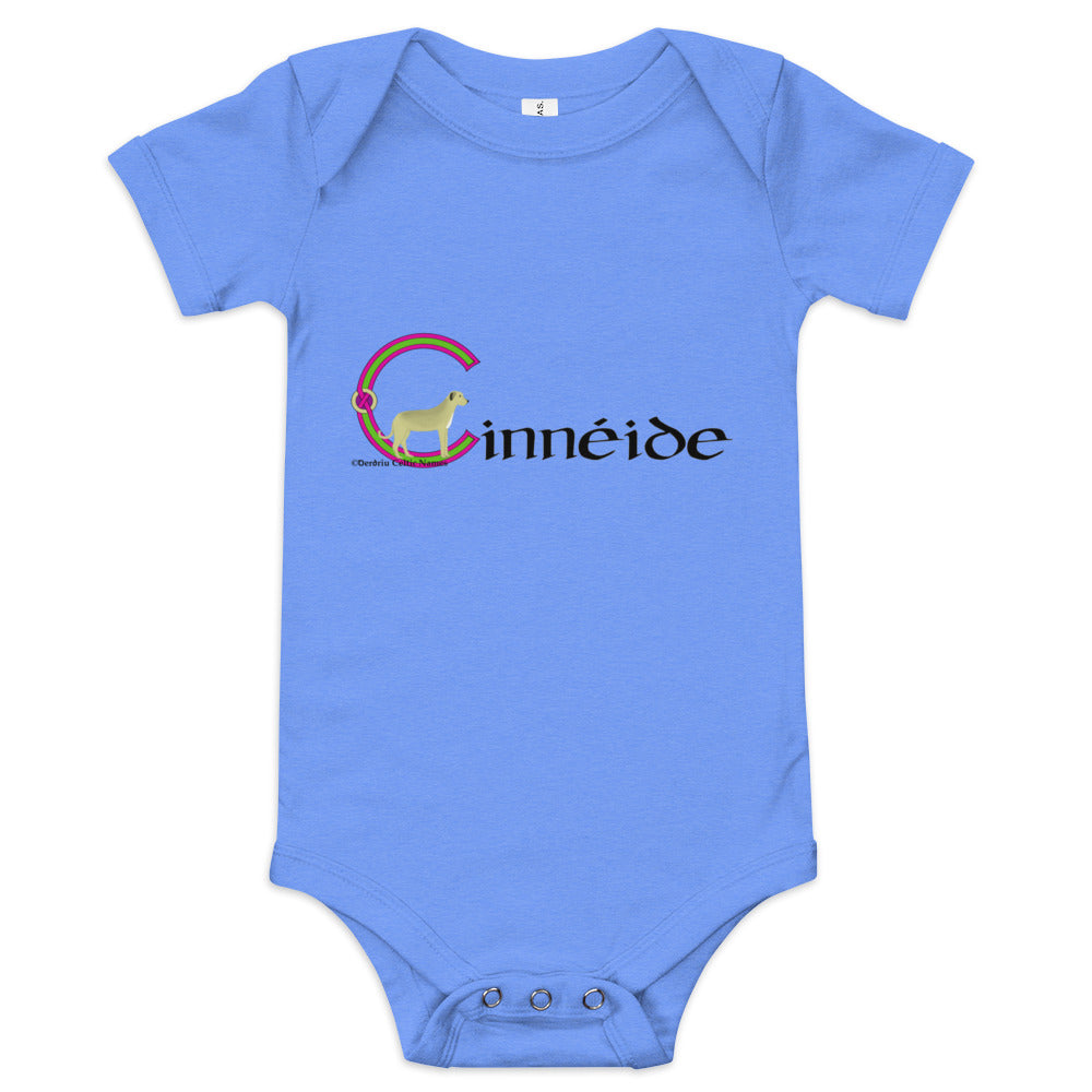 Cinnéide (Kennedy) - Personalized baby short sleeve one piece with Irish name Cinnéide